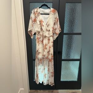 Baltic Born Floral Wrap Maxi Dress Cream Peach Size L